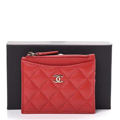 chanel quilted zip card holder